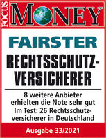 Ratingsiegel von Focus Money - Concordia fairster Rechtsschutzversicherer