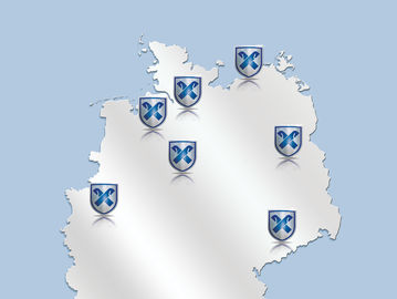 Karte der Concordia Versicherungen Vertriebsdirektionen in Deutschland.