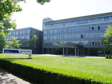 Eine Darstellung des Hauptgebäudes der Concordia Versicherungen.