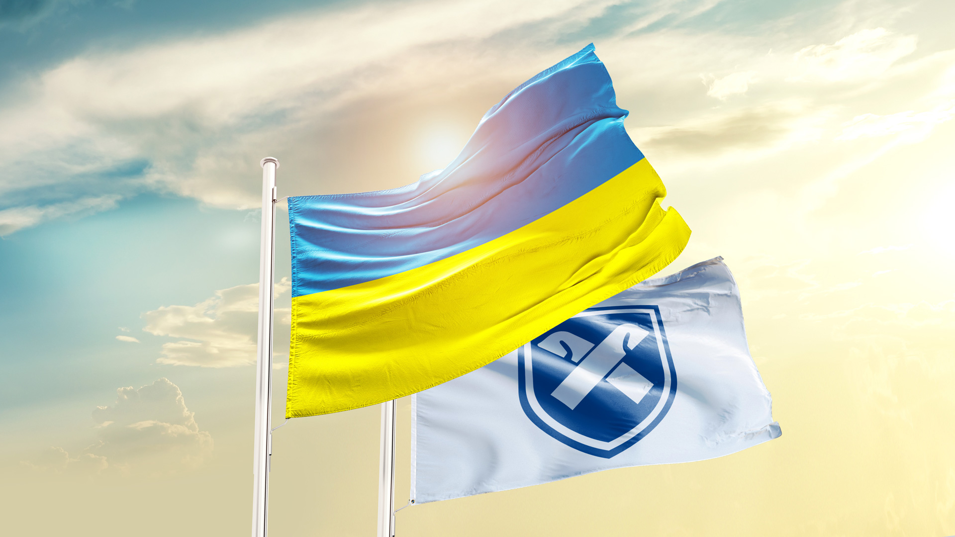Flagge der Ukraine und der Concordia